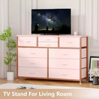Commode en tissu à 10 tiroirs - Rangement léger avec cadre en acier et plateau en bois, organisateur multifonctionnel