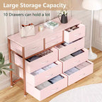 Commode en tissu à 10 tiroirs - Rangement léger avec cadre en acier et plateau en bois, organisateur multifonctionnel