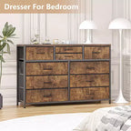 Commode en tissu à 10 tiroirs - Rangement léger avec cadre en acier et plateau en bois, organisateur multifonctionnel
