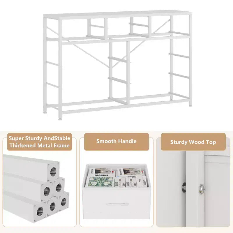 Commode en tissu à 10 tiroirs - Rangement léger avec cadre en acier et plateau en bois, organisateur multifonctionnel