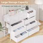 Commode en tissu à 10 tiroirs - Rangement léger avec cadre en acier et plateau en bois, organisateur multifonctionnel