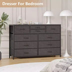 Commode en tissu à 10 tiroirs - Rangement léger avec cadre en acier et plateau en bois, organisateur multifonctionnel
