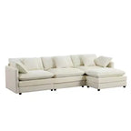 Canapé d'angle modulable en forme de L de 113 po Mjkone, canapé nuage moderne en chenille 4 places avec pouf et coussin épaissi