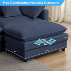 Canapé d'angle modulable en forme de L de 113 po Mjkone, canapé nuage moderne en chenille 4 places avec pouf et coussin épaissi
