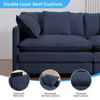 Canapé d'angle modulable en forme de L de 113 po Mjkone, canapé nuage moderne en chenille 4 places avec pouf et coussin épaissi