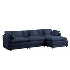 Canapé d'angle modulable en forme de L de 113 po Mjkone, canapé nuage moderne en chenille 4 places avec pouf et coussin épaissi