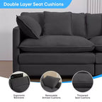 Canapé d'angle modulable en forme de L de 113 po Mjkone, canapé nuage moderne en chenille 4 places avec pouf et coussin épaissi