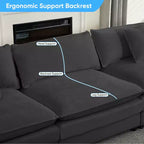 Canapé d'angle modulable en forme de L de 113 po Mjkone, canapé nuage moderne en chenille 4 places avec pouf et coussin épaissi