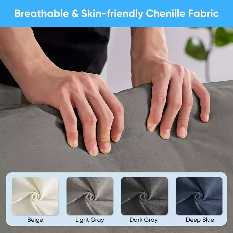 Canapé d'angle modulable en forme de L de 113 po Mjkone, canapé nuage moderne en chenille 4 places avec pouf et coussin épaissi