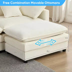 Canapé d'angle modulable en forme de L de 113 po Mjkone, canapé nuage moderne en chenille 4 places avec pouf et coussin épaissi