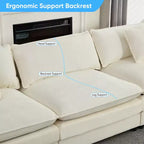 Canapé d'angle modulable en forme de L de 113 po Mjkone, canapé nuage moderne en chenille 4 places avec pouf et coussin épaissi