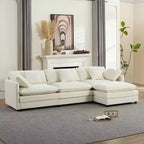 Mjkone 113'' L-Shaped Modular Sectional Sofa,Modern Chenille 4-Seat Cloud Couch with Ottoman and Thickened Cushion