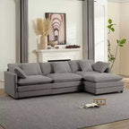Canapé d'angle modulable en forme de L de 113 po Mjkone, canapé nuage moderne en chenille 4 places avec pouf et coussin épaissi