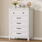 Commode verticale haute de 105 cm - Meuble de rangement autoportant à 5 tiroirs pour chambre et salon
