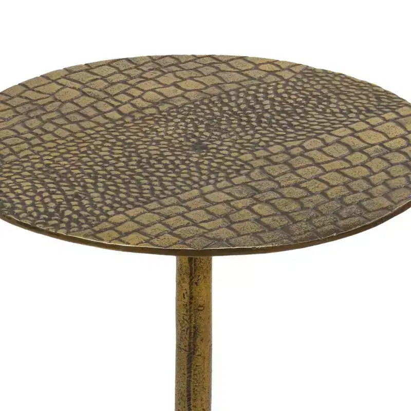 Table d'appoint Royal Hampton 21,5 | Fabrication artisanale en fonte d'aluminium | Motif crocodile