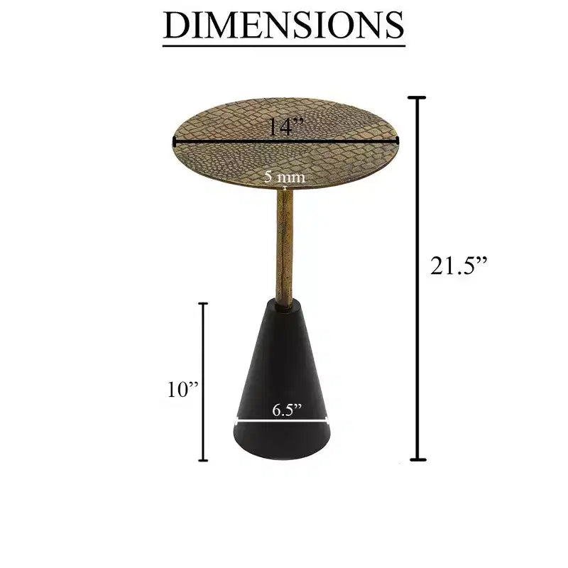 Table d'appoint Royal Hampton 21,5 | Fabrication artisanale en fonte d'aluminium | Motif crocodile