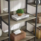 Étagère à livres à triple colonne à 5 niveaux, étagères de présentation hautes autoportantes, étagères à livres réglables de style industriel rustique, étagères à livres modernes pour chambre à coucher