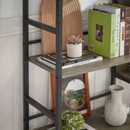 Étagère à livres à triple colonne à 5 niveaux, étagères de présentation hautes autoportantes, étagères à livres réglables de style industriel rustique, étagères à livres modernes pour chambre à coucher