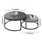 Gaoyangjiaju 31.5 Ensemble de 2 tables basses gigognes rondes modernes - Tables centrales industrielles minimalistes - Gris/Noir