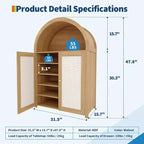 Meuble de rangement pour chaussures arqué à 5 niveaux avec portes en rotin, armoire à chaussures autoportante de style ferme avec étagères réglables pour entrée, couloir