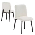 HomeRoots Set of Two White and Black Upholstered Boucle Dining Side Chairs