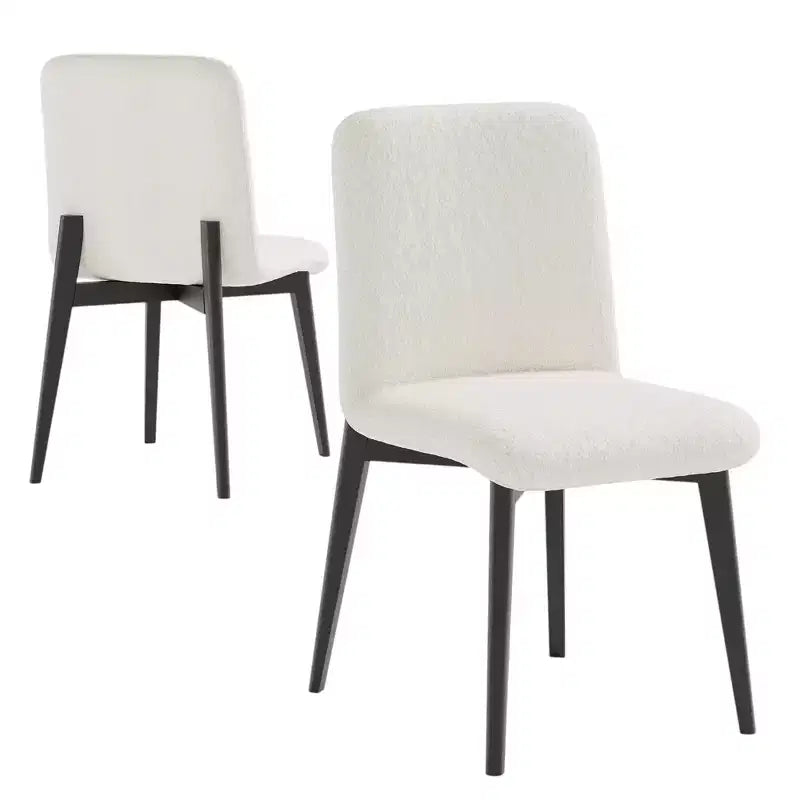HomeRoots Set of Two White and Black Upholstered Boucle Dining Side Chairs
