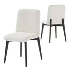 HomeRoots Ensemble de deux chaises de salle à manger capitonnées en tissu bouclé blanc et noir