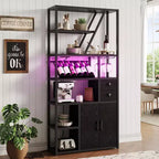 TROPOW Wine Bar Cabinet- Tall Coffee Bar Station with Power Outlets, Wine Rack for Living Room