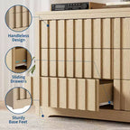 Commode cannelée pour chambre à coucher avec 6 tiroirs, commode moderne sans poignées, commode en bois, organisateur de placard à vêtements en bois avec rangement profond
