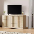 Commode cannelée pour chambre à coucher avec 6 tiroirs, commode moderne sans poignées, commode en bois, organisateur de placard à vêtements en bois avec rangement profond