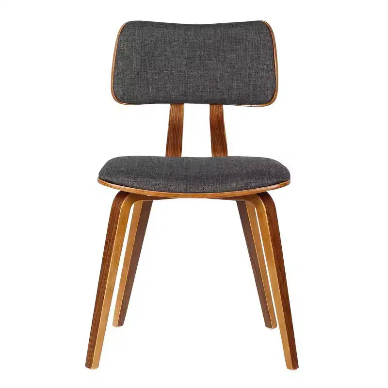 Armen Living, Chaise de salle à manger Jaguar Mid-Century en bois de noyer et tissu anthracite