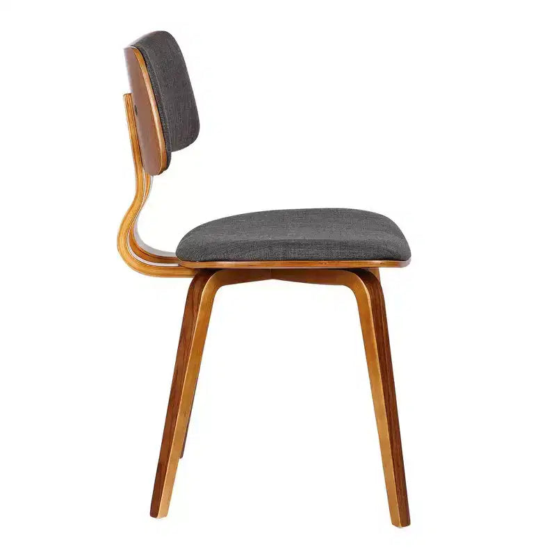 Armen Living, Chaise de salle à manger Jaguar Mid-Century en bois de noyer et tissu anthracite