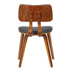 Armen Living, Chaise de salle à manger Jaguar Mid-Century en bois de noyer et tissu anthracite