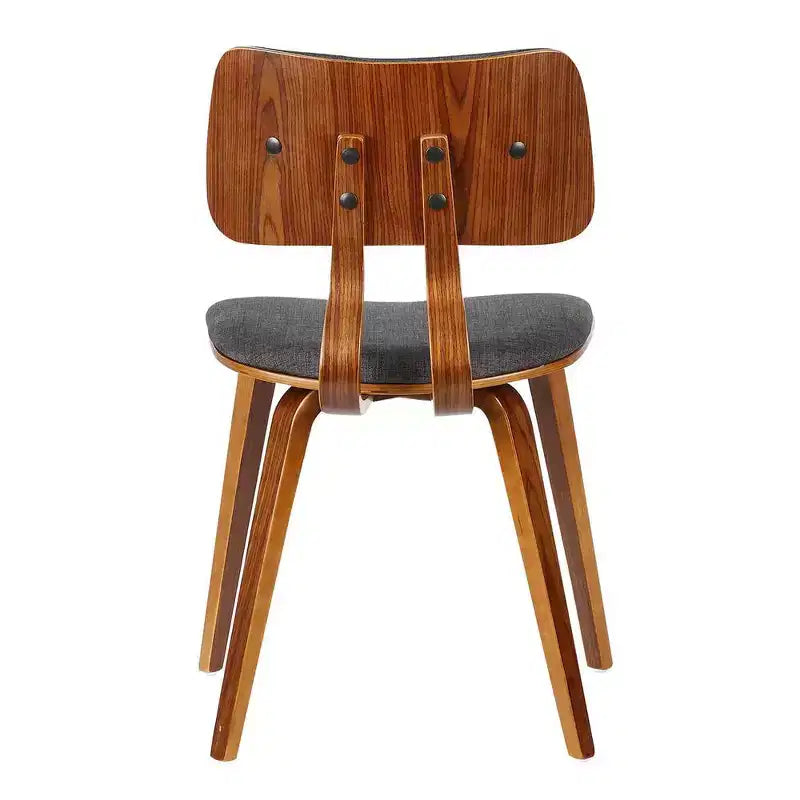 Armen Living, Chaise de salle à manger Jaguar Mid-Century en bois de noyer et tissu anthracite
