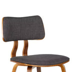 Armen Living, Chaise de salle à manger Jaguar Mid-Century en bois de noyer et tissu anthracite