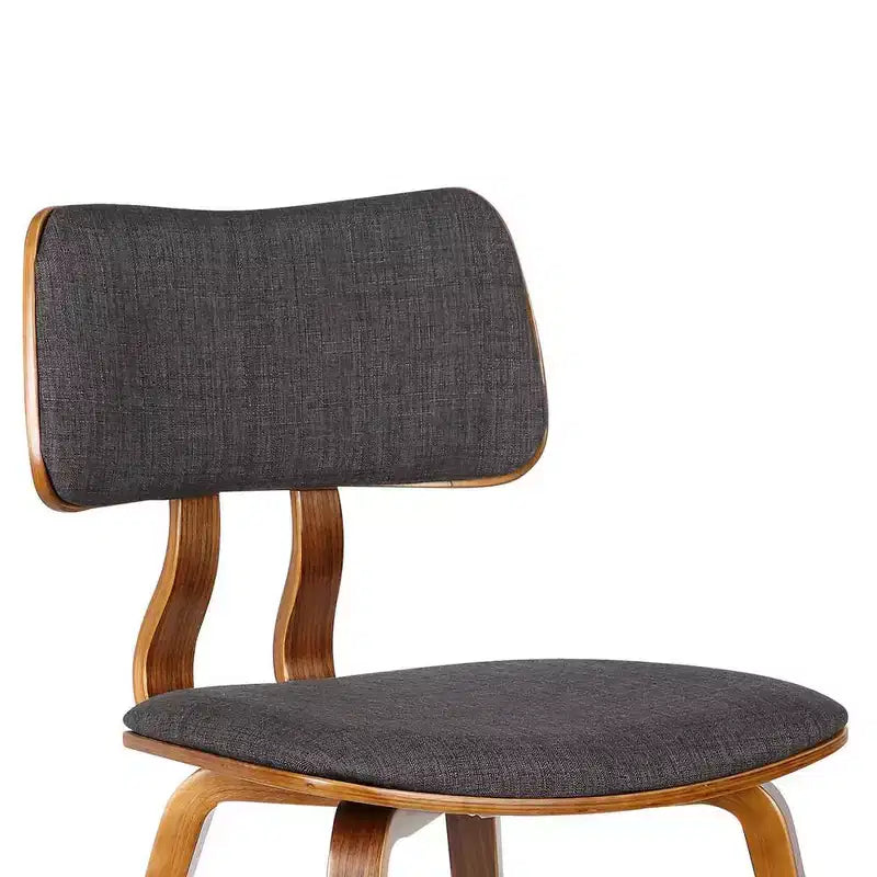 Armen Living, Chaise de salle à manger Jaguar Mid-Century en bois de noyer et tissu anthracite