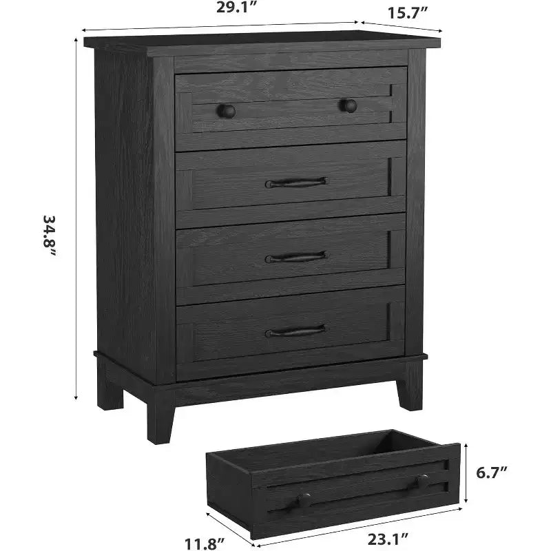 Commode à 4 tiroirs Acekool, commode verticale haute avec grand espace de rangement, organisateur de placard moderne pour chambre à coucher, salon