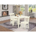 HomeStock Belmont 3Pc Dining Room Table Set Includes a Kitchen Table , 2 Modern Dining Chairs , Asian Hardwood Seat , Slat Back, Linen White Finish