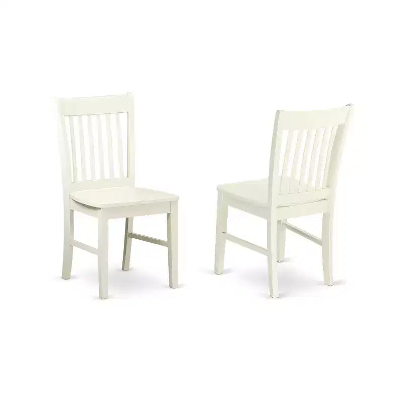 HomeStock Belmont – Ensemble de salle à manger 3 pièces, comprenant une table de cuisine, 2 chaises de salle à manger modernes, assise en bois dur asiatique, dossier à lattes, finition blanc lin.