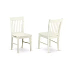 HomeStock Belmont – Ensemble de salle à manger 3 pièces, comprenant une table de cuisine, 2 chaises de salle à manger modernes, assise en bois dur asiatique, dossier à lattes, finition blanc lin.