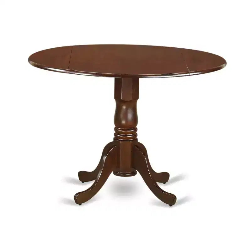 Ensemble de salle à manger 5 pièces HomeStock Belmont composé d'une table de cuisine ronde avec rallonges et de 4 chaises rembourrées, acajou
