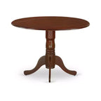 Ensemble de salle à manger 5 pièces HomeStock Belmont composé d'une table de cuisine ronde avec rallonges et de 4 chaises rembourrées, acajou