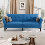 89 Inch Sofa Bed, Modern Chenille Convertible Sleeper Couch with Adjustable Backrest & Armrest, Oversized Loveseat