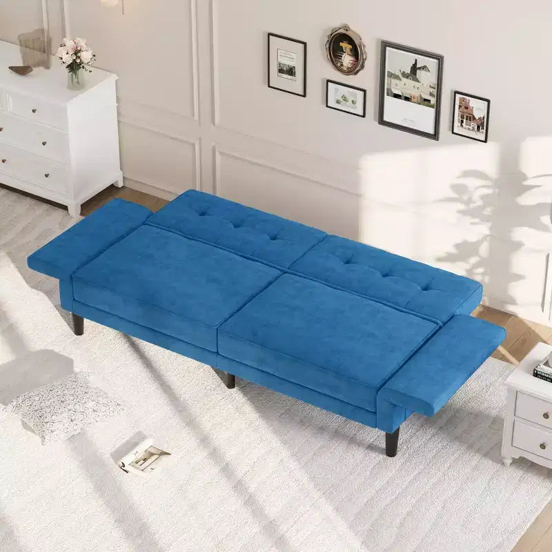 Canapé-lit de 226 cm, canapé-lit convertible moderne en chenille avec dossier et accoudoirs réglables, causeuse surdimensionnée