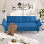 Canapé-lit de 226 cm, canapé-lit convertible moderne en chenille avec dossier et accoudoirs réglables, causeuse surdimensionnée