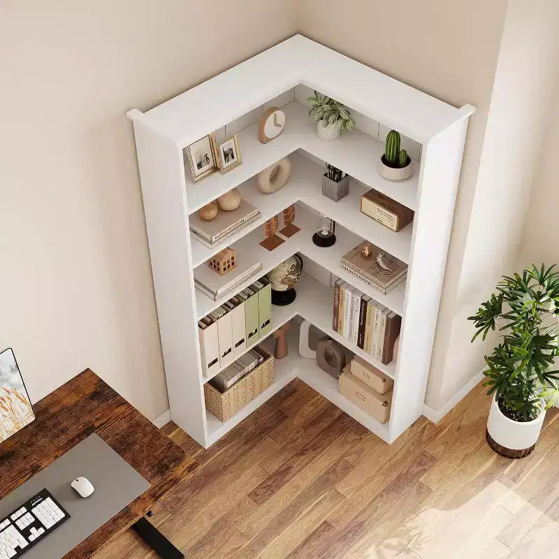 Étagère d'angle en forme de L de 73 po – Étagère de style rustique à 5 niveaux avec capacité de 60 lb, panneaux en MDF épaissi