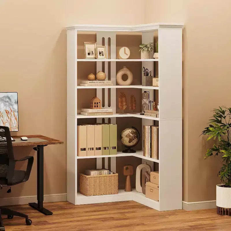 Étagère d'angle en forme de L de 73 po – Étagère de style rustique à 5 niveaux avec capacité de 60 lb, panneaux en MDF épaissi