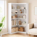 Étagère d'angle en forme de L de 73 po – Étagère de style rustique à 5 niveaux avec capacité de 60 lb, panneaux en MDF épaissi