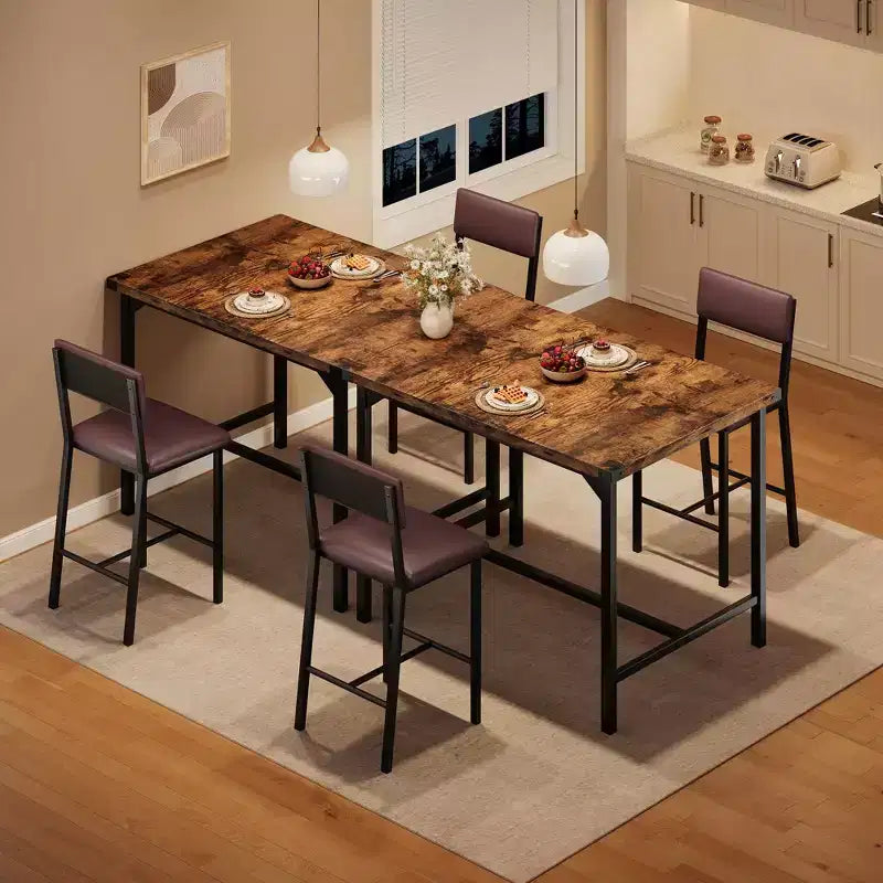 Ensemble de salle à manger pour 2 personnes avec repose-pieds et dossier, table à hauteur de comptoir avec 2 chaises de bar rembourrées, ensemble de table de cuisine avec protection d'angle