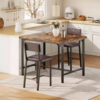 Ensemble de salle à manger pour 2 personnes avec repose-pieds et dossier, table à hauteur de comptoir avec 2 chaises de bar rembourrées, ensemble de table de cuisine avec protection d'angle